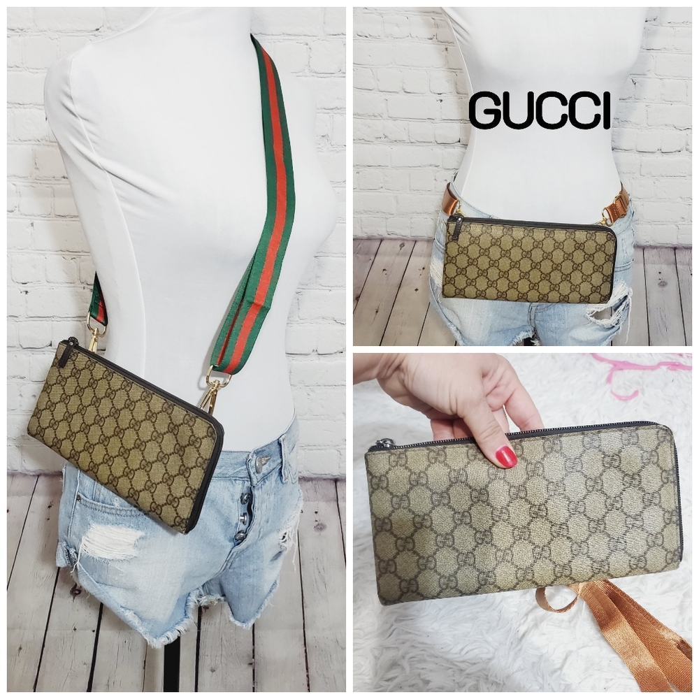 Authentic Gucci Brown Monogram Crossbody Bag. Includes 3 Straps.